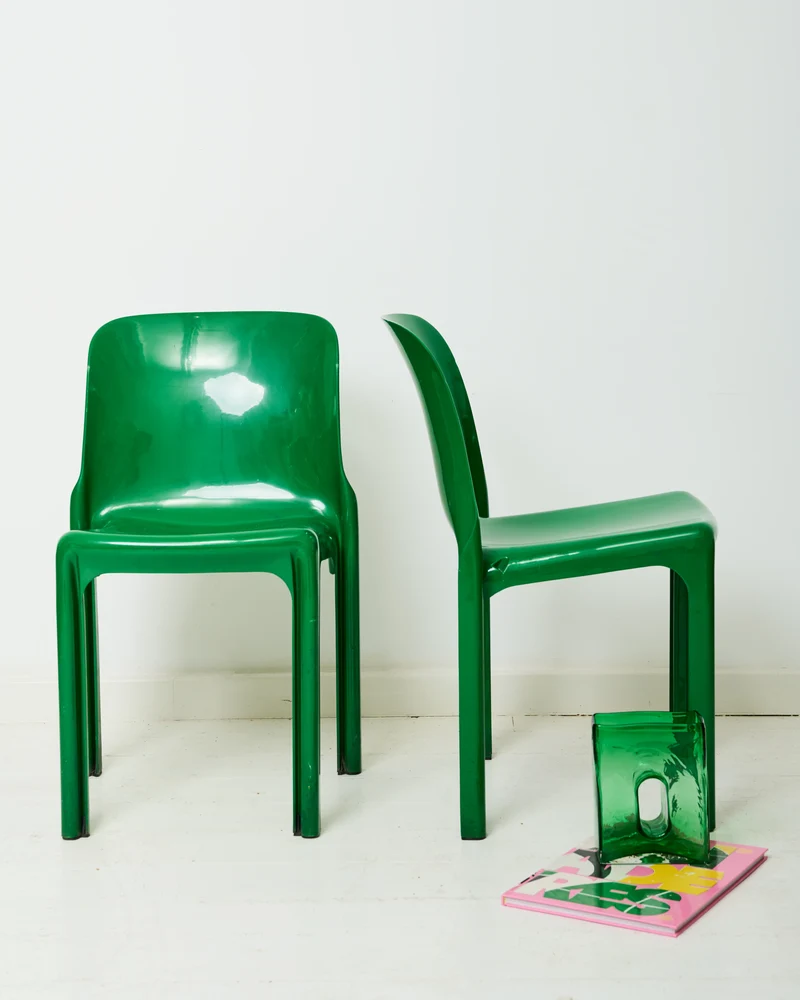 Paire de chaises "Selene" vertes, Vico Magistretti, Artemide, 1968