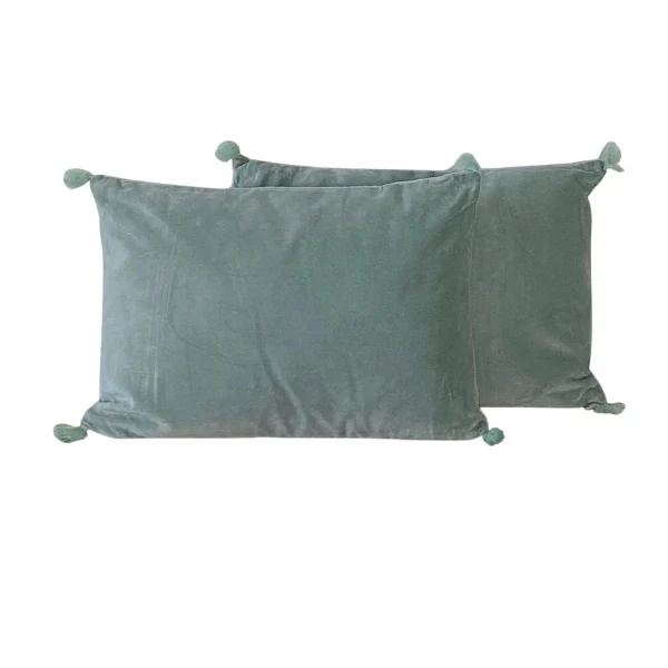 Coussin rectangulaire en velours Vert d'eau