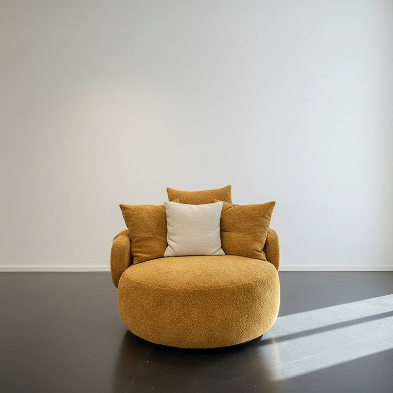 Fauteuil rond pivotant en tissu - Popy