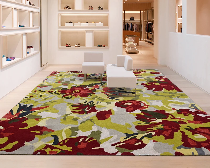 Tapis salon multicolore floral vive - Bloom