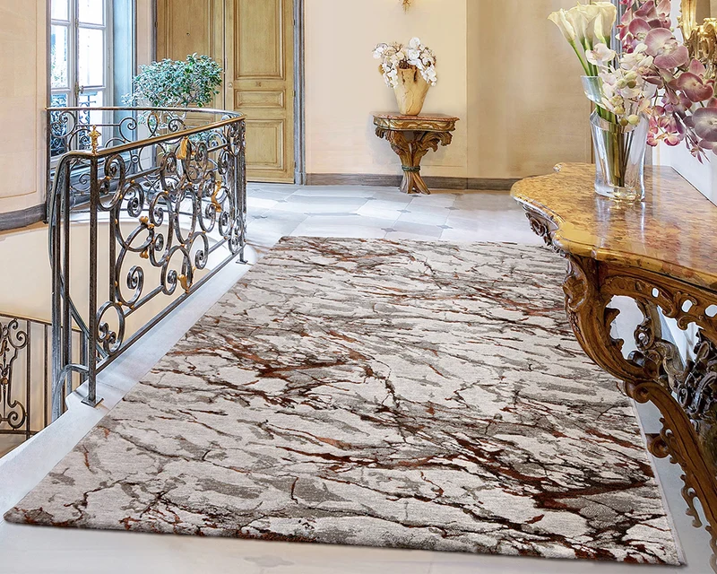 Tapis salon marron beige style peinture - Jaspe