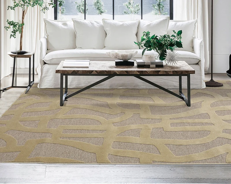 Tapis salon beige taupe original - Malmo