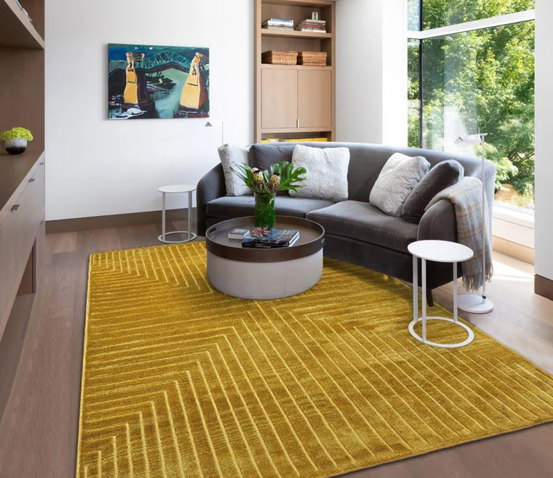 Tapis moderne moutarde pour salon - Zen