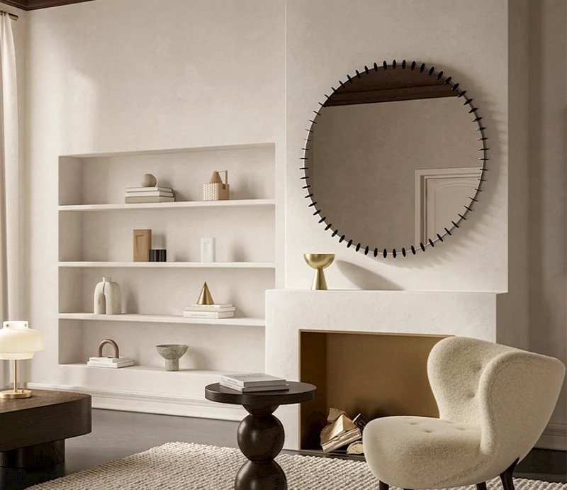 Miroir design rond avec ornement noir 105x105cm - Ray