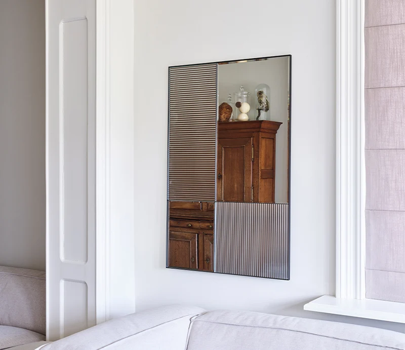 Miroir noir salon contemporain 120x80cm - Finestra Flutes