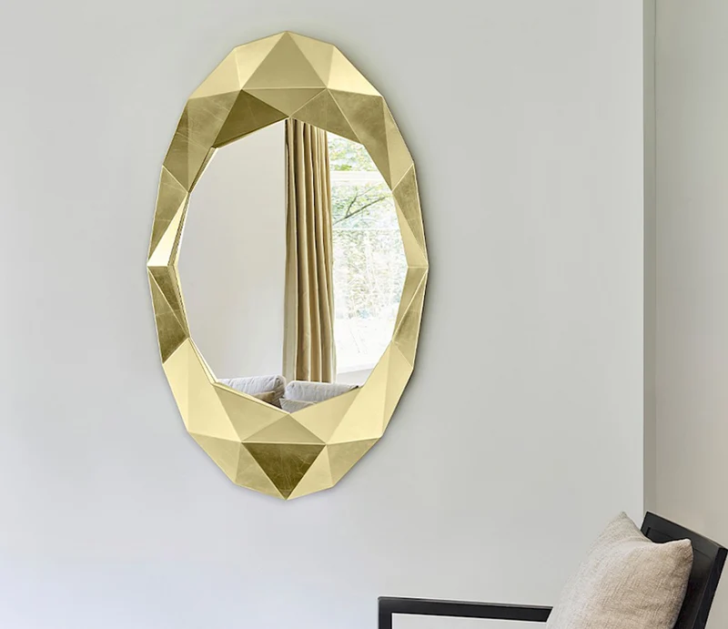 Miroir mural ovale décoratif or design contemporain - Precious