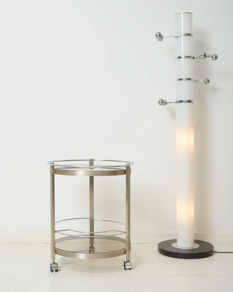 Desserte ronde en aluminium brossé, 1970-1980
