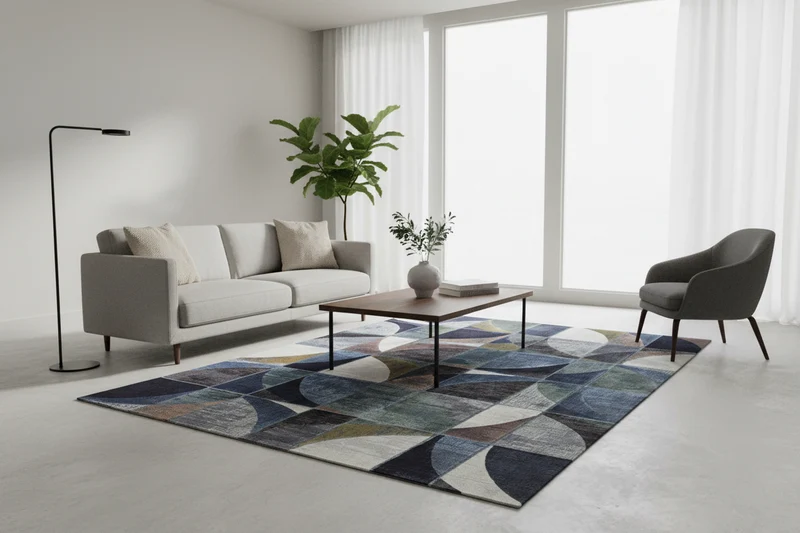 Tapis de salon bleu - Arianne
