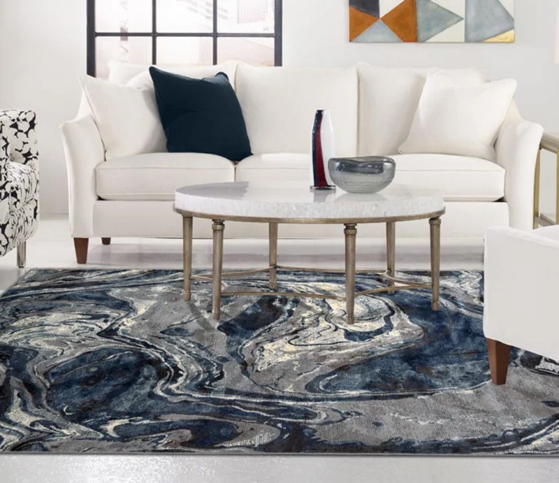 Tapis de salon bleu au design moderne - Avito