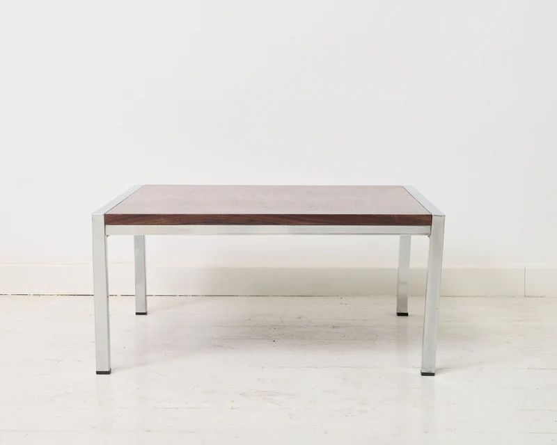 Table basse en chrome et en palissandre, 1970s