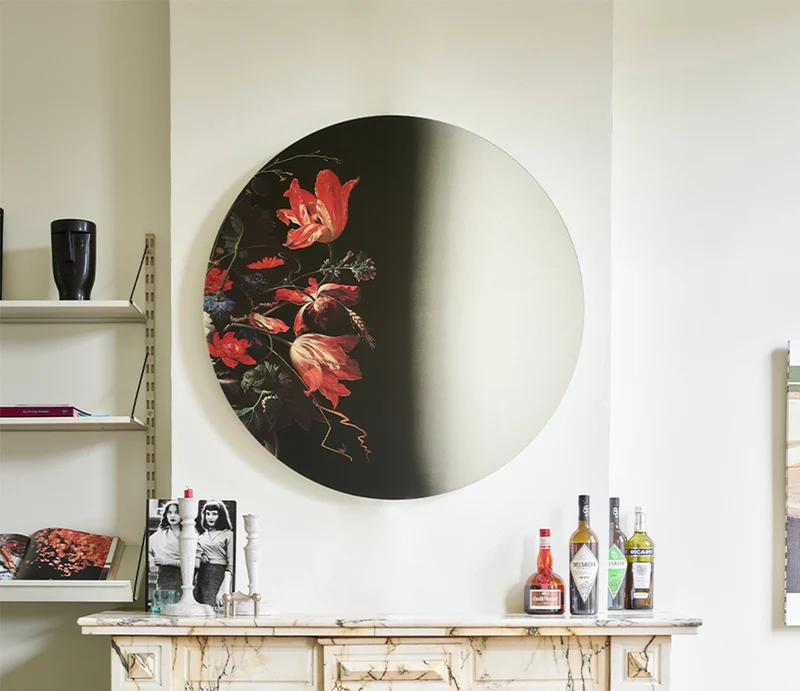 Miroir rond déco fleur de lys diamètre 100 cm - Museo