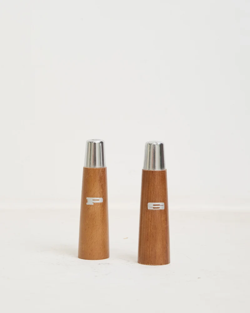 Duo de salière & poivrière en bois, 1960-1970