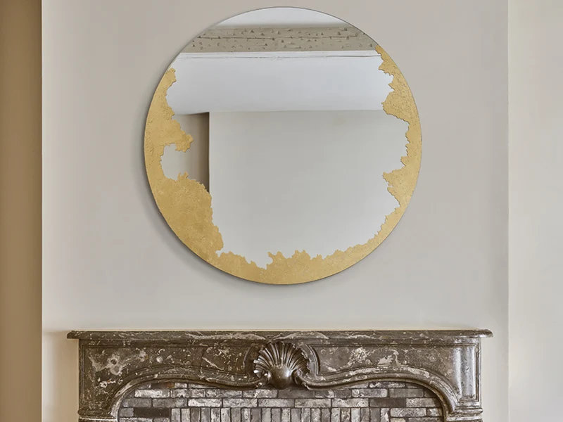 Miroir rond doré mural moderne 70cm - Ornatol
