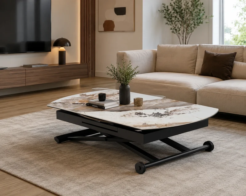 Table basse céramique marbre relevable – Setty