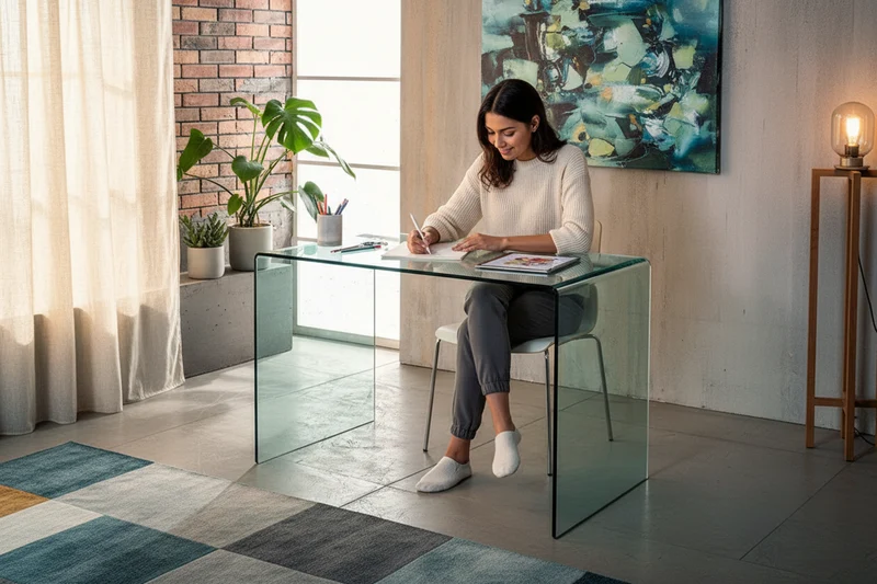 Bureau en verre trempé transparent – Lea