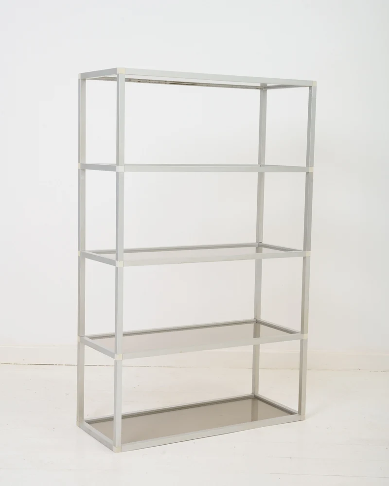 Etagère verre fumé et métal, 1970s