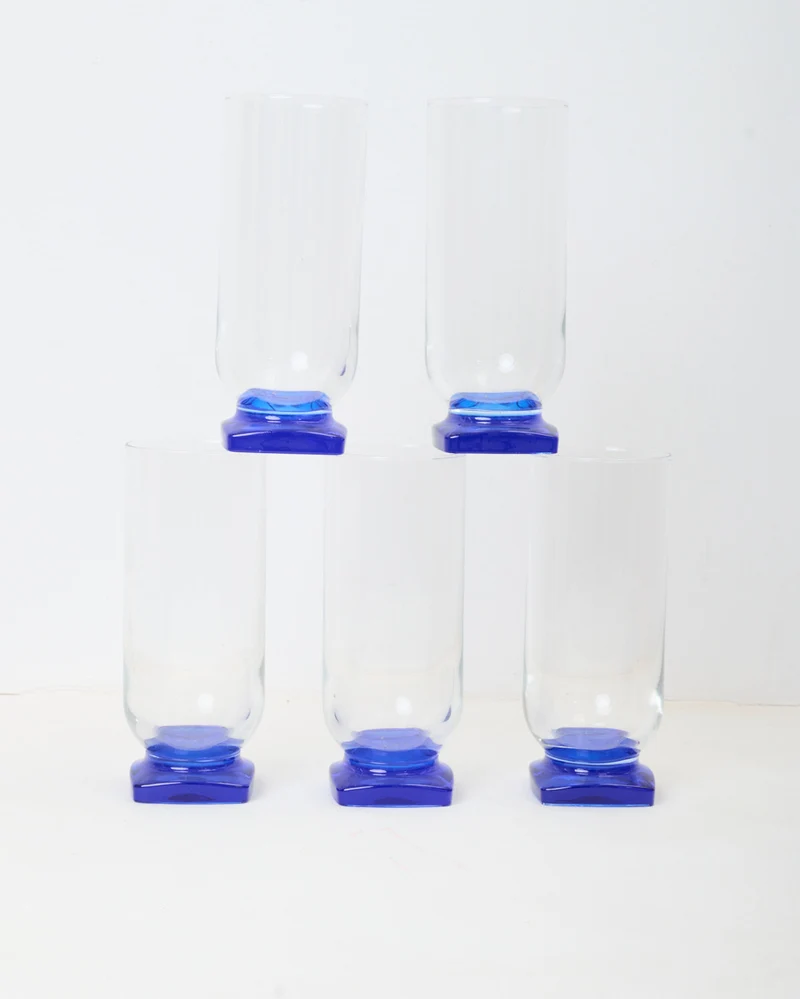 Verres à eau bicolores, Bormioli Rocco, 1980s