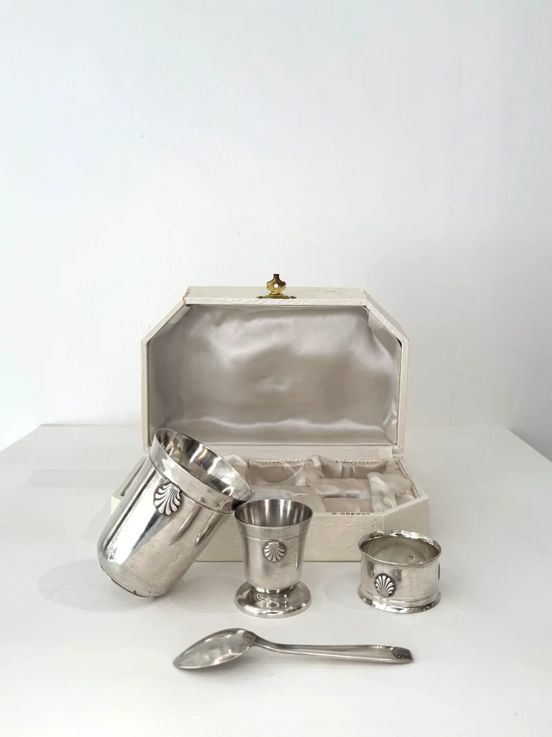 Coffret de naissance en métal argenté