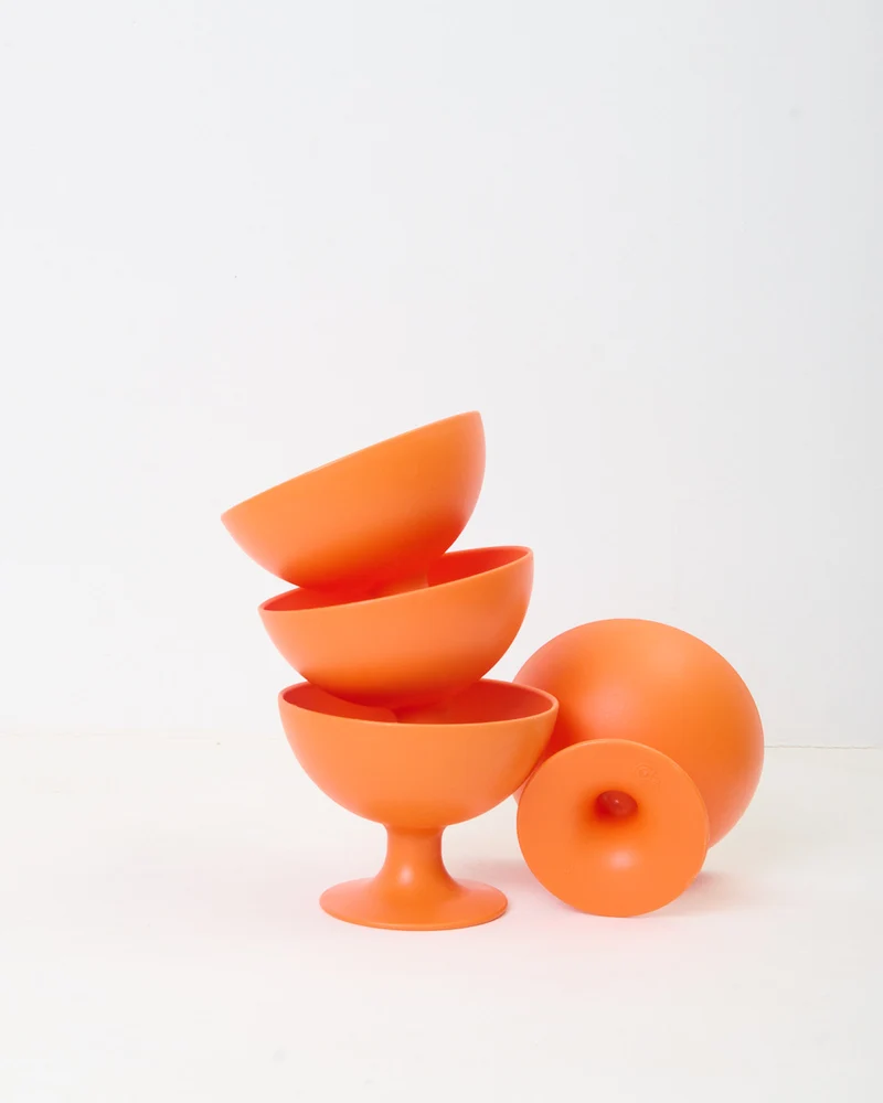 Coupes à desserts oranges, Coza, 1960-1970.