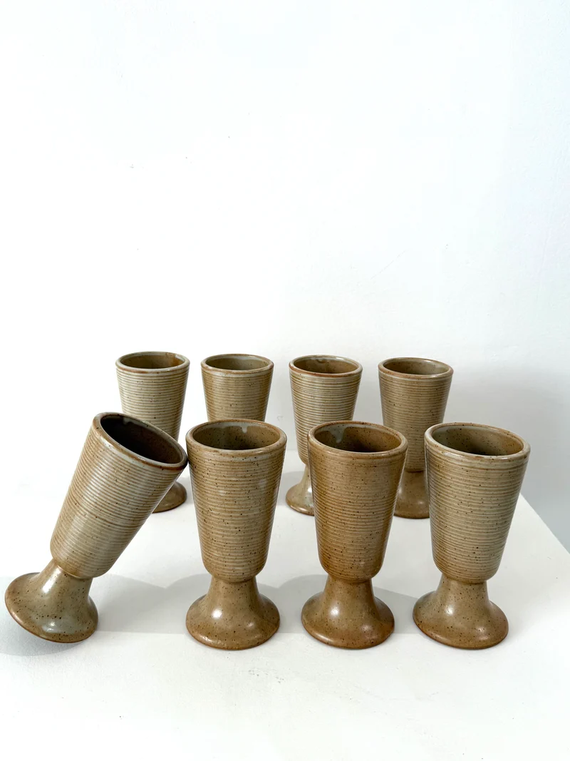 Lot de six mazagrans, grès, 1970s