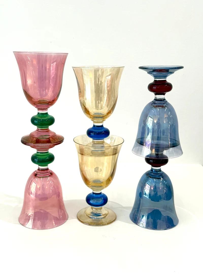 Six verres à vins colorés, 1960s