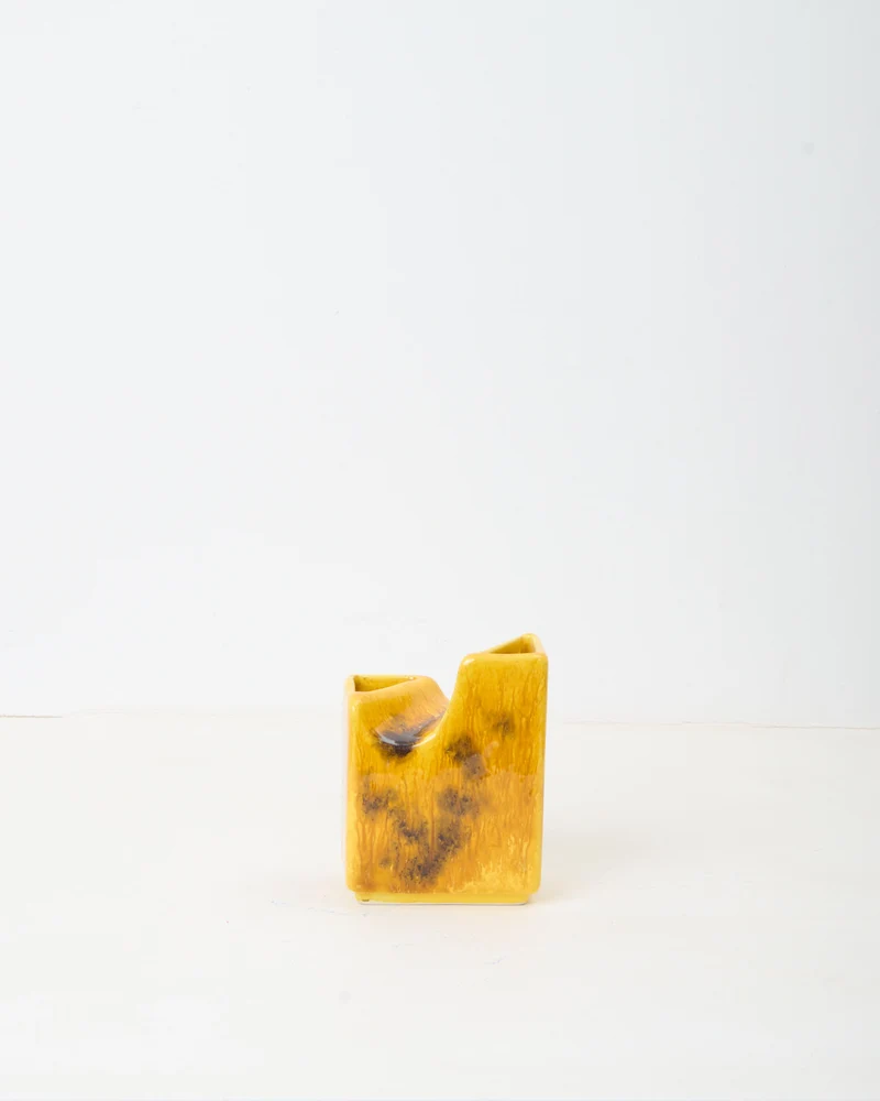 Double vase asymétrique jaune, Bertoncello, 1970s
