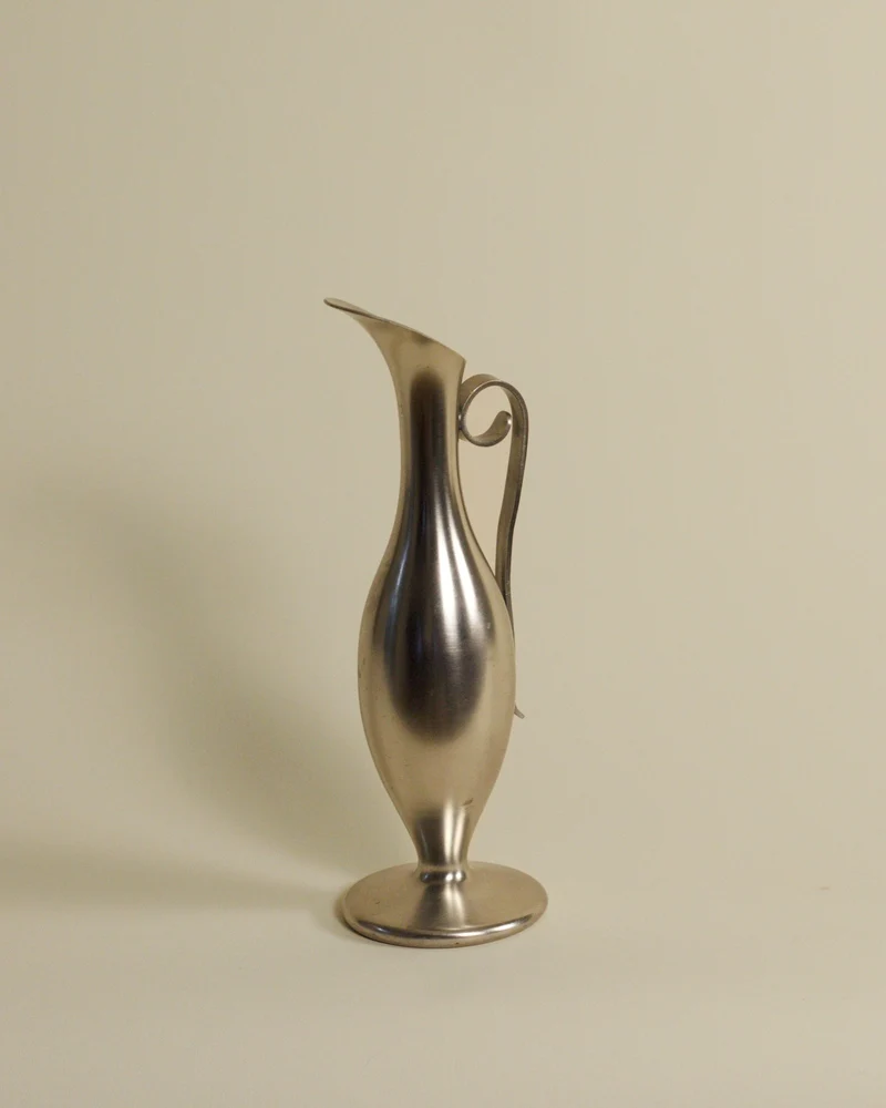 Sculptural Silver-Plated Pewter Pitcher