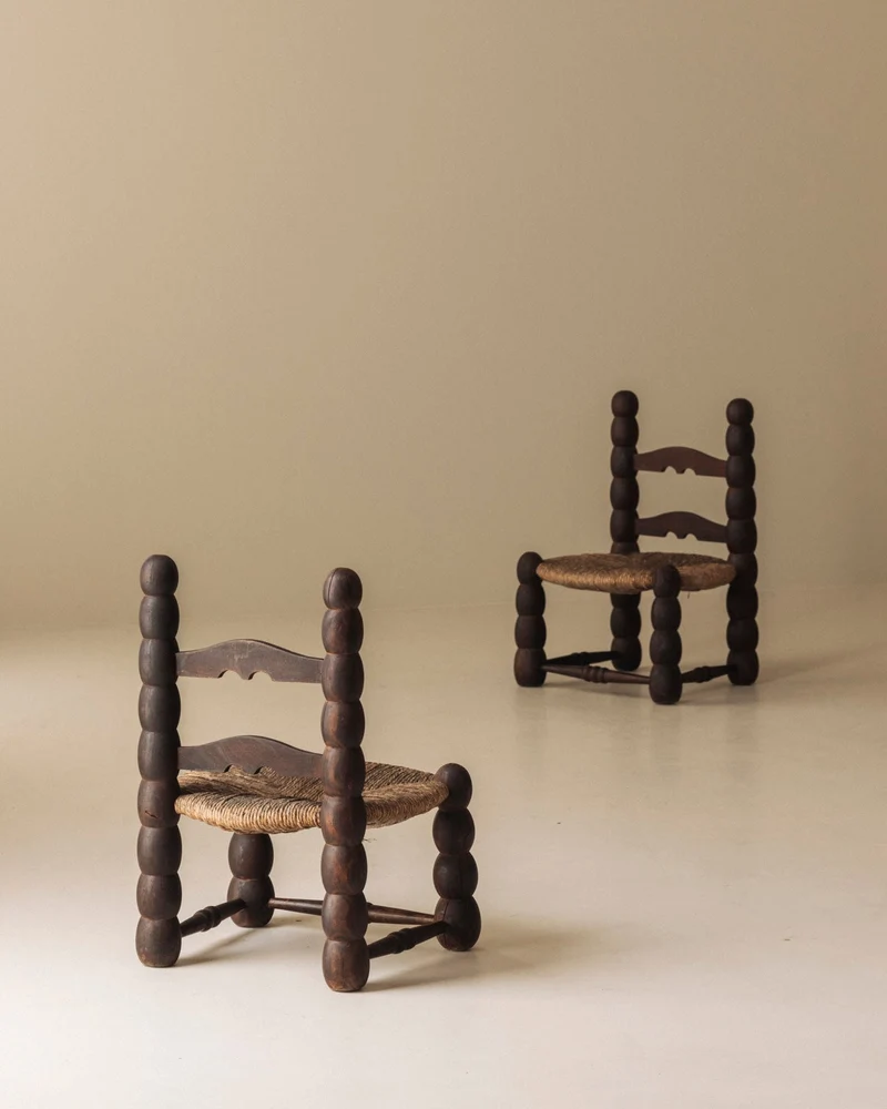Pair of Spanish Bobbin-Turned Side Chairs, Early 20th Century