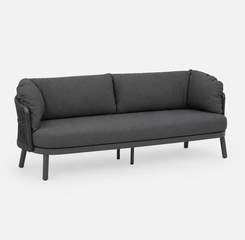ALVINA - Canapé 3 places Anthracite