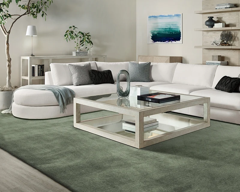 Tapis salon vert foncé uni - Avila