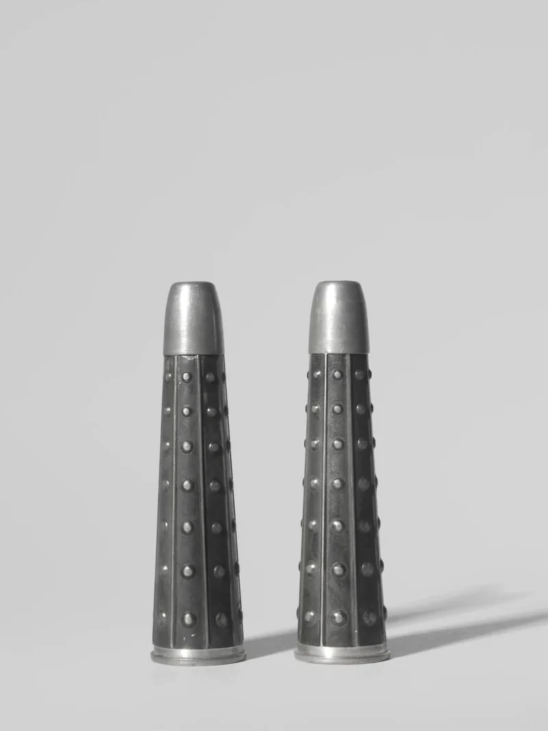 Brutalist Salt And Pepper Pewter Shakers Set, 1940s, Norway