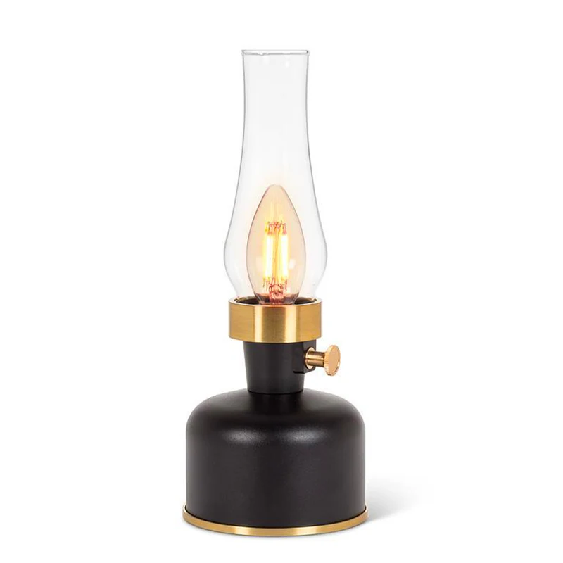 Lanterne LED vintage - Noire & doré