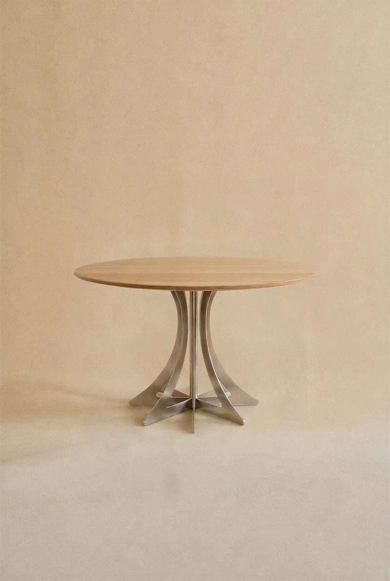 Fibonacci Dinning Table - Stainless Steel and Solid Wood