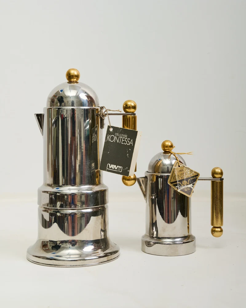Cafetière et pot à lait "Kontessa", Vev vigano, 1980s