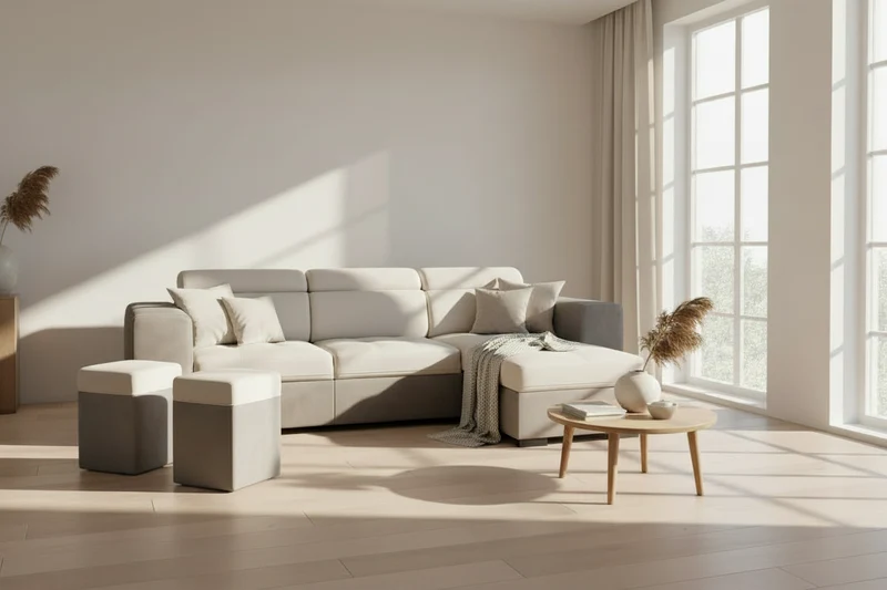 Canapé d'angle convertible beige reversible - Moduly