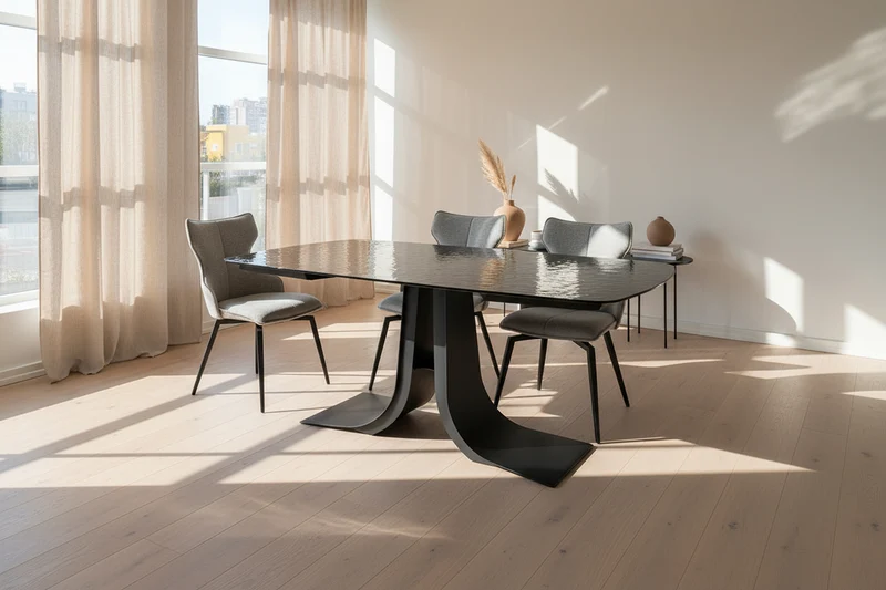 Table à manger en verre noir extensible - Aurelie