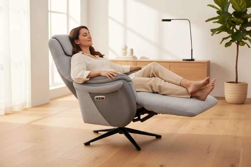 Fauteuil relax électrique pivotant en tissu – Zenith