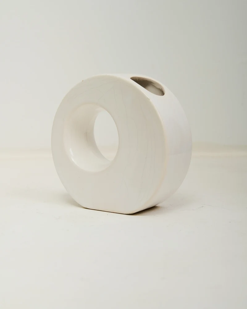 Vase "Donut", céramique blanc, 1970s