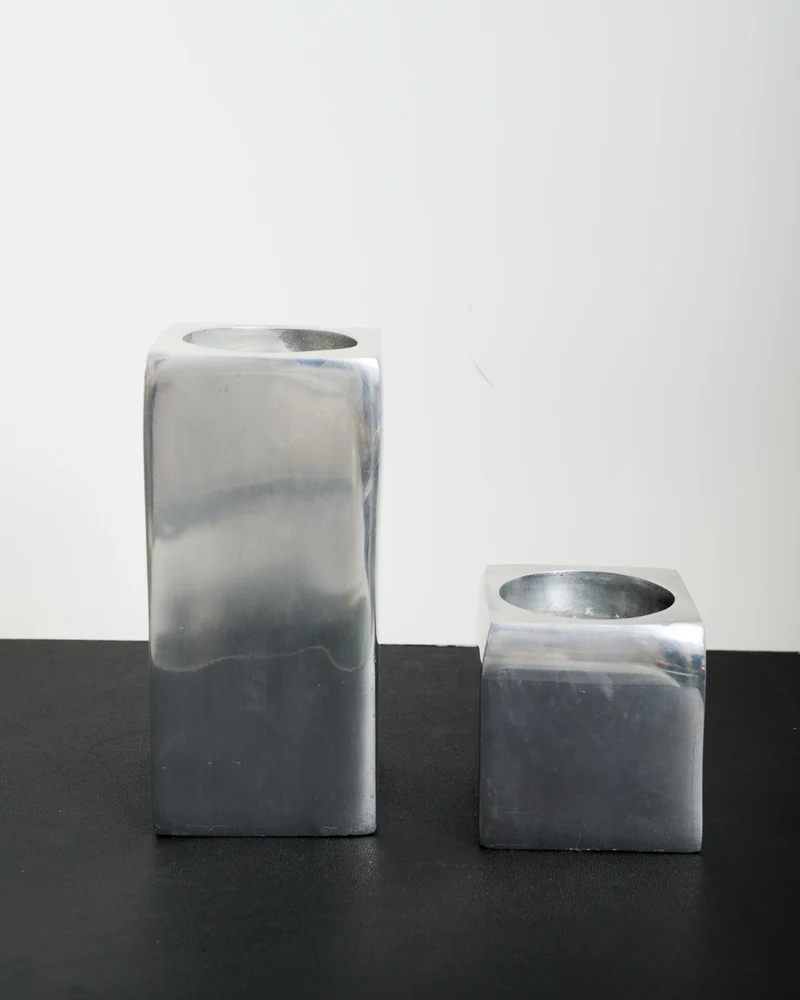 Duo de bougeoirs carrés XXL, Bob, 1980s