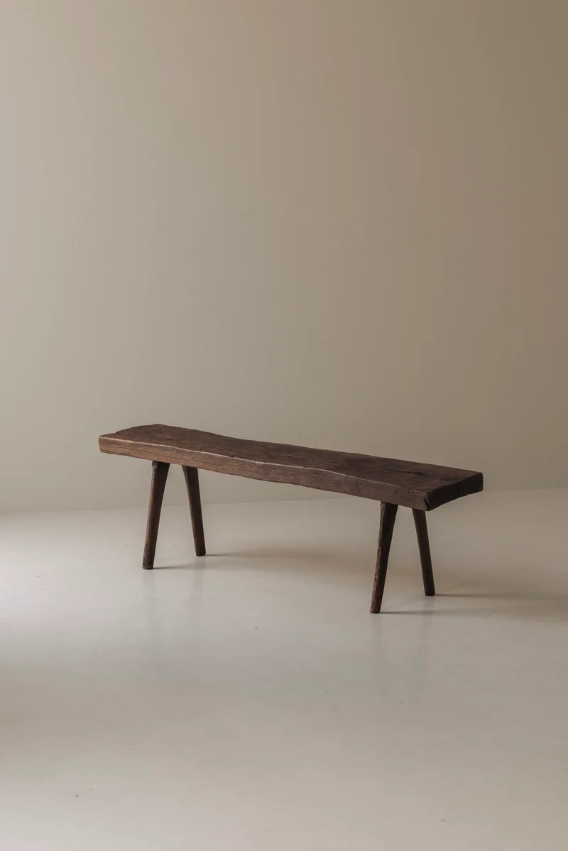 Primitive Rustic Bench in Oak, France, Early 20th Century
