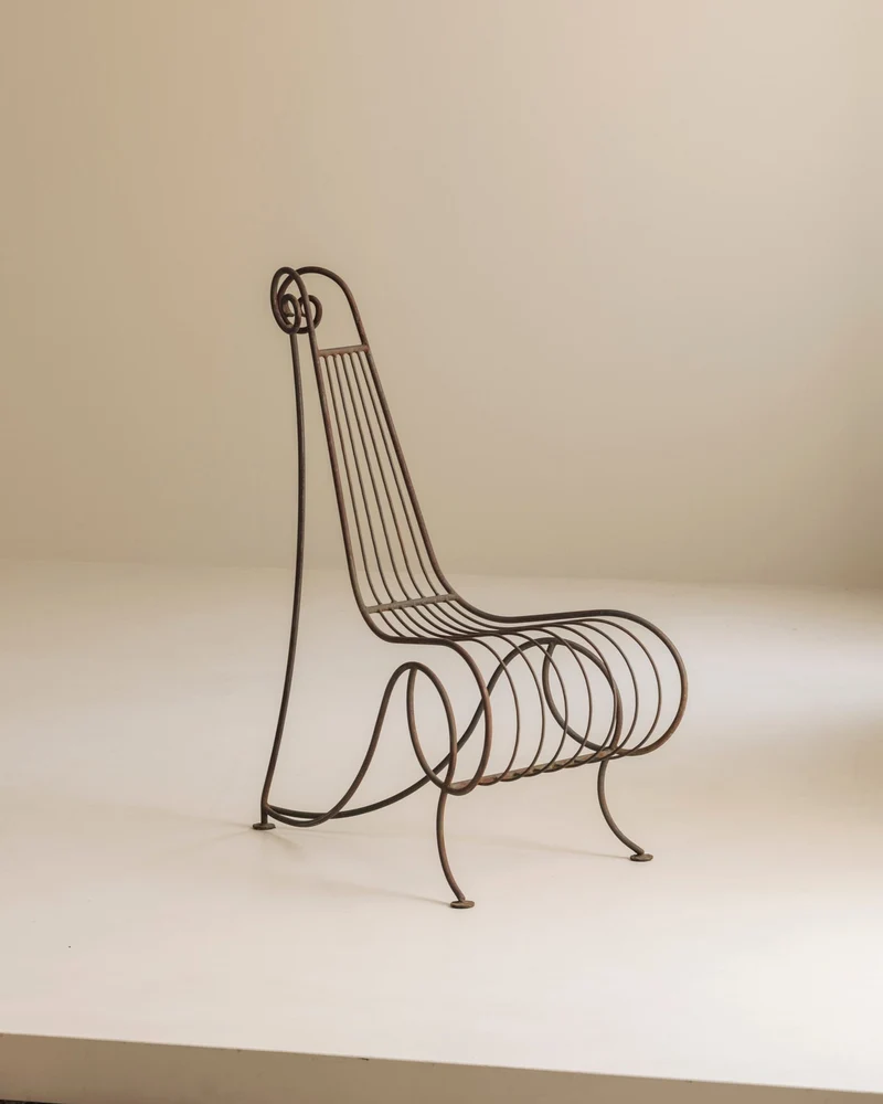 Wrought Iron Side Chair attributed André Dubreuil, France circa 1986