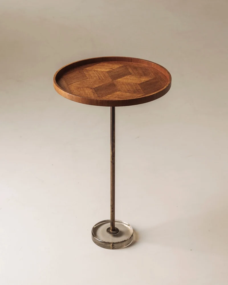 Exceptional Danish Side Table in Oak, Brass and Glass, Denmark 1960s