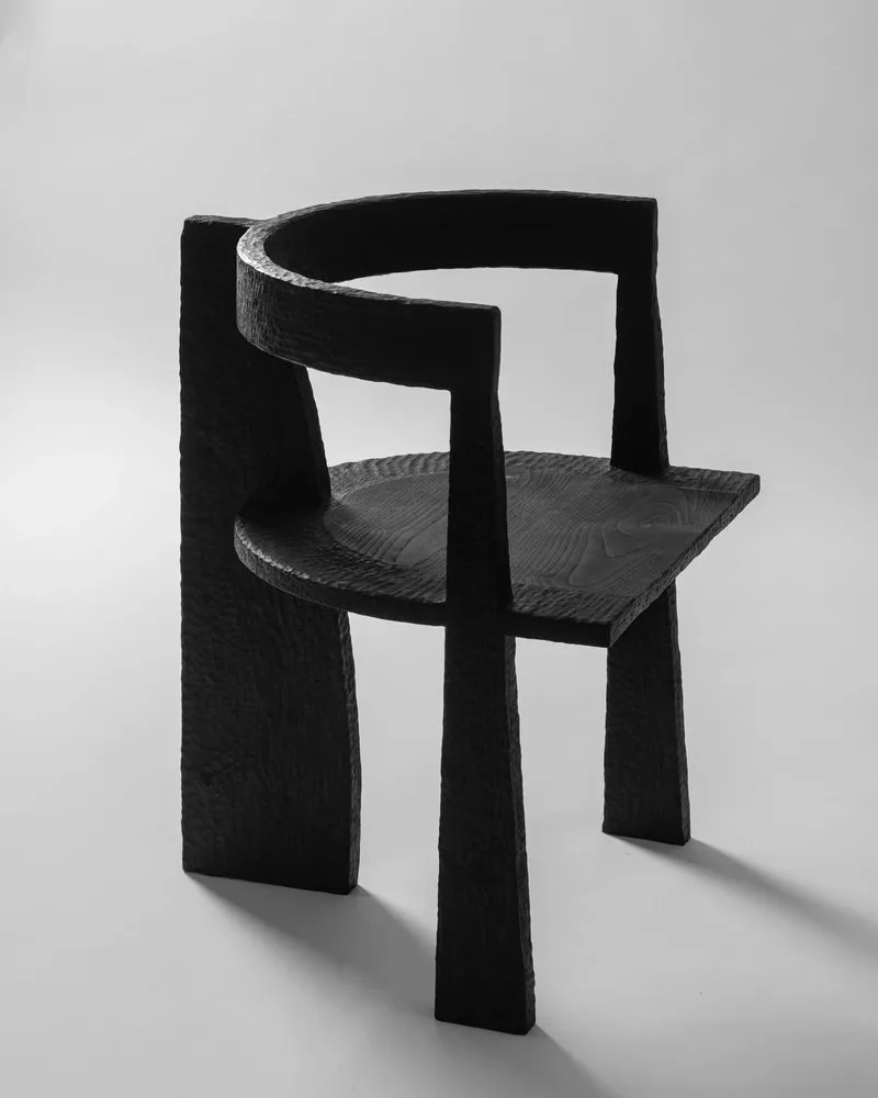 Burned Cookie Chair In Charred Eucalyptus Wood