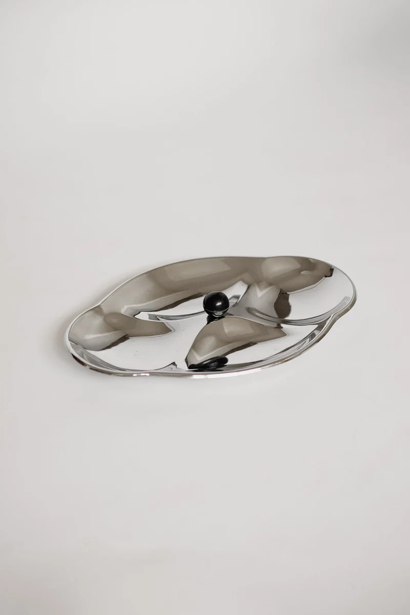 Elegant Mid-Century Vintage Chrome Serving Dish
