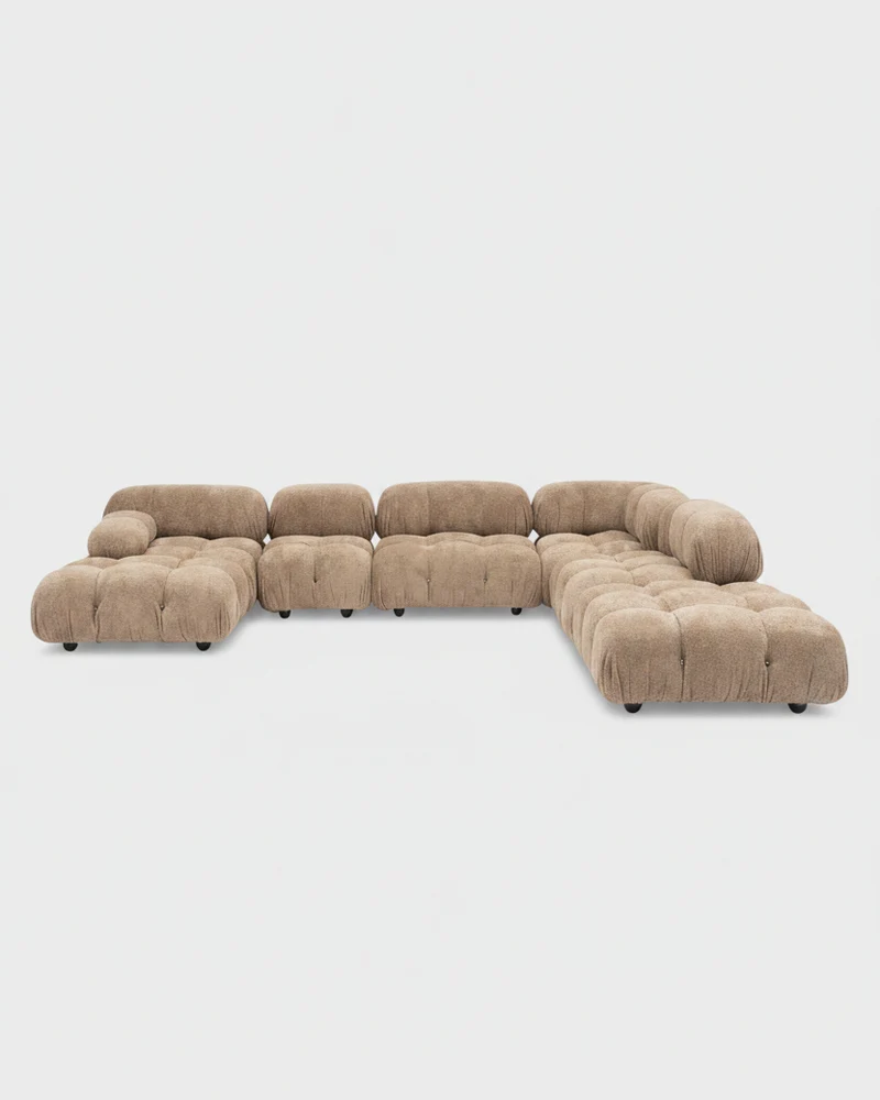Camaleonda Sofa Set by Mario Bellini, Customised in Light Sand Bouclé, 1970s