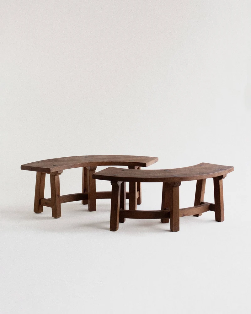 French Brutalist Curved Benches