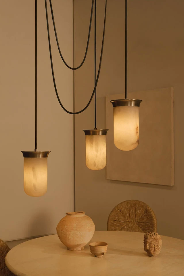 Alabaster Lanterns - Yukimi Triple Pendants