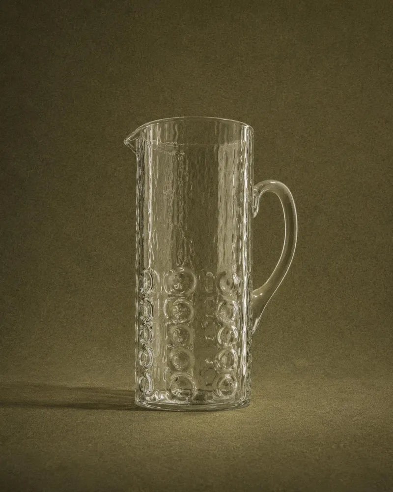 1970s Hand Blown Glass Pitcher