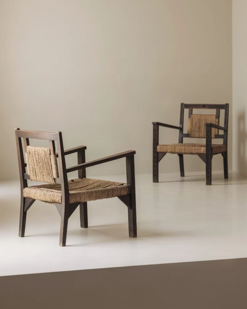 French Modernist Easy Chairs in the Manner of Francis Jourdain, 1940s