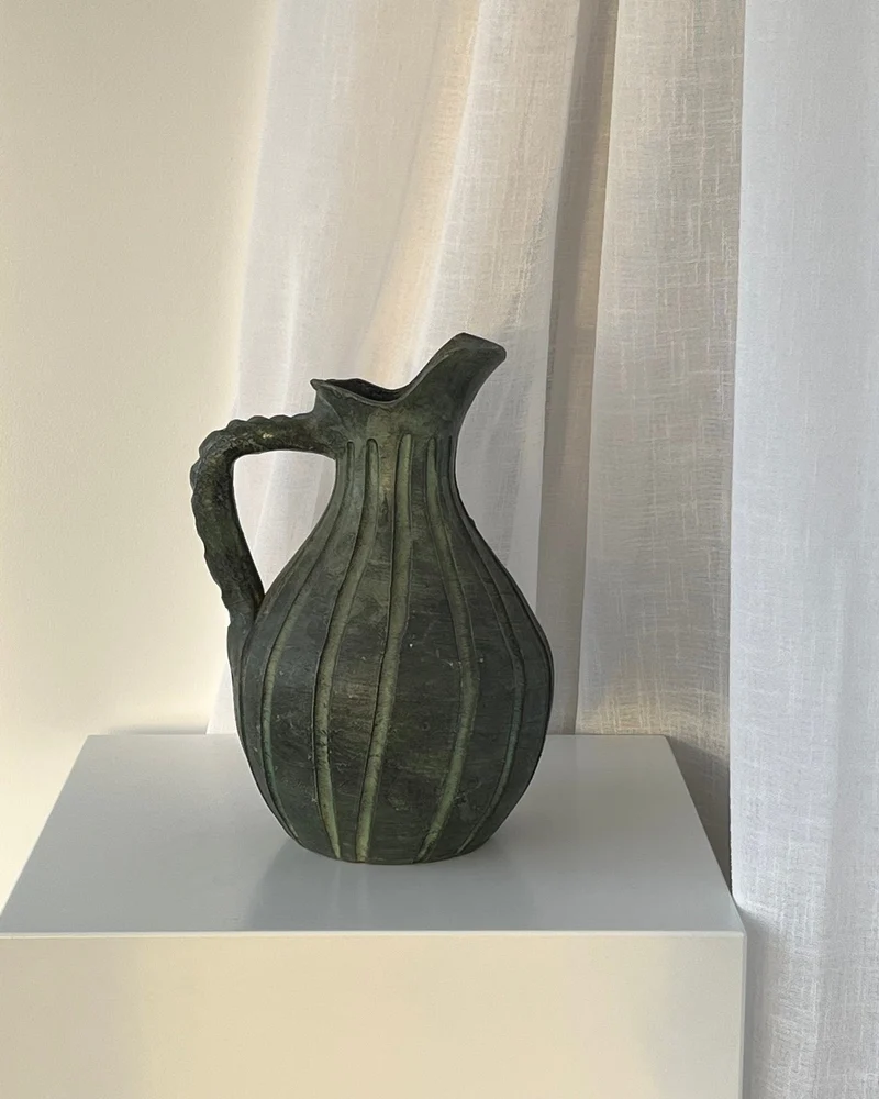 Vintage European Verdigris Lined Jug